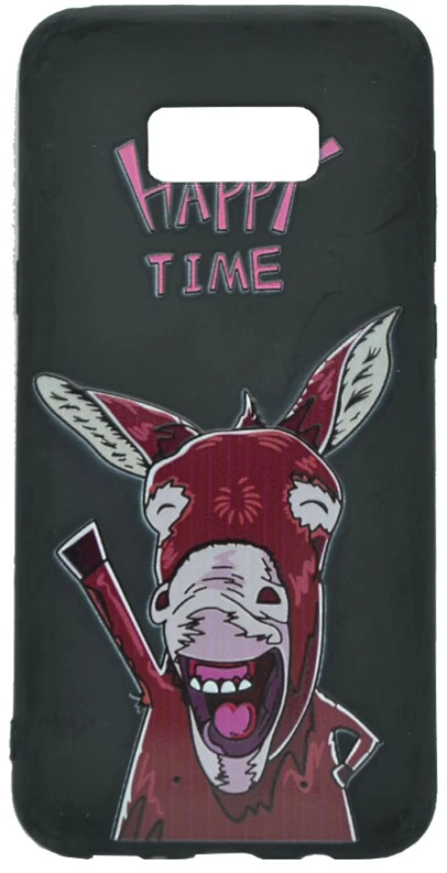 Θήκη σιλικόνης σχέδιο 'Happy Donkey' για Samsung S8 Plus - μαύρο
