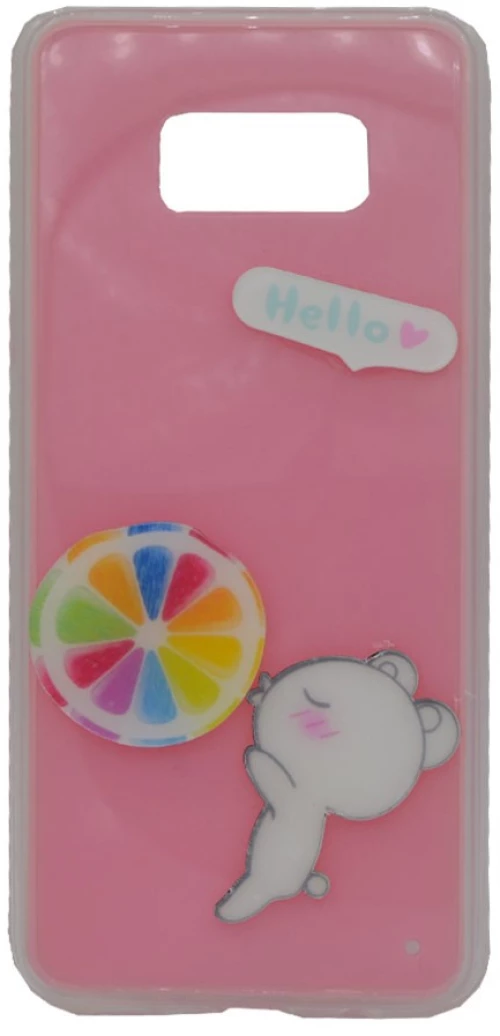 Θήκη σιλικόνης με 3D σχέδιο 'Hello' για Samsung S8 Plus - ροζ