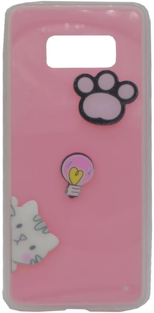 Θήκη σιλικόνης με 3D σχέδιο 'Cat' για Samsung S8 - ροζ