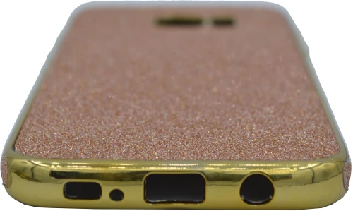 Θήκη σιλικόνης με εξωτερικό Glitter για Samsung S7 Edge - ροζ χρυσό