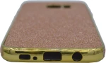 Θήκη σιλικόνης με εξωτερικό Glitter για Samsung S7 Edge - ροζ χρυσό