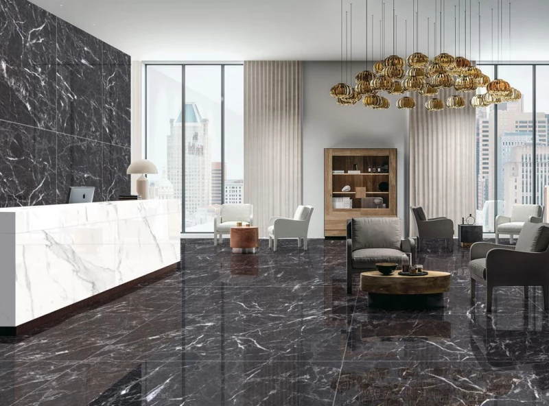 Πλακάκι Γρανίτης Δαπέδου Black Emprador Rectified Γυαλιστερό 60x120