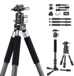 K&F Concept S254C2+BH30 Lightweight Carbon Fiber Tripod, Detachable Monopod, Mini Tripod (KF09.113)