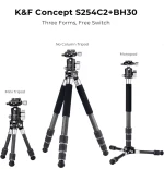 K&F Concept S254C2+BH30 Lightweight Carbon Fiber Tripod, Detachable Monopod, Mini Tripod (KF09.113)