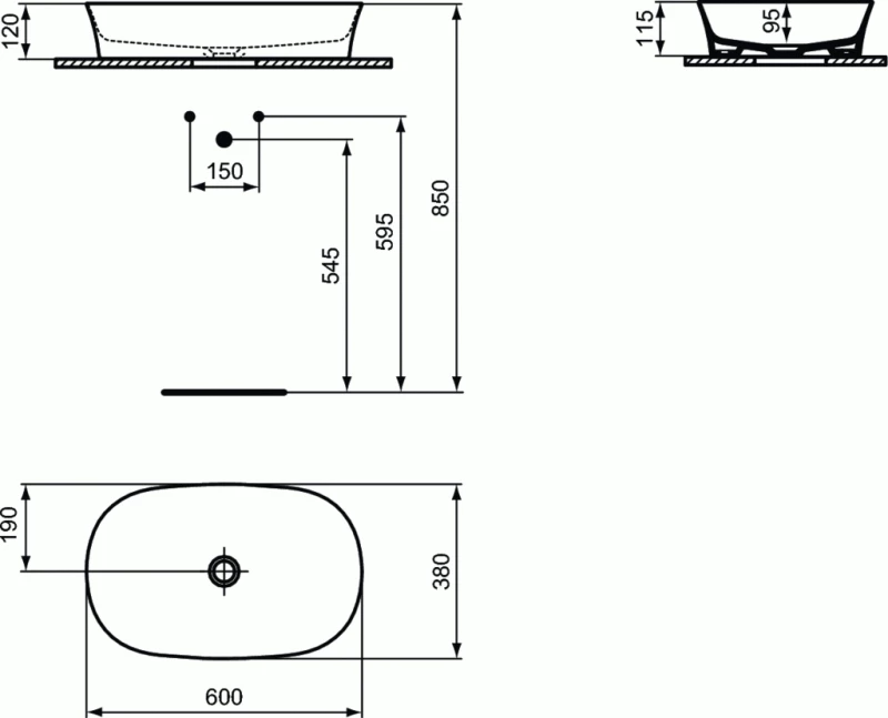 Ideal Standard Νιπτήρας Επικαθήμενος Οβάλ 60x38 Ipalyss Concrete Beige E1396V9