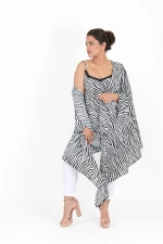 Satin Ασύμμετρη Τουνίκ Μύτες -TN567.ZEBRA