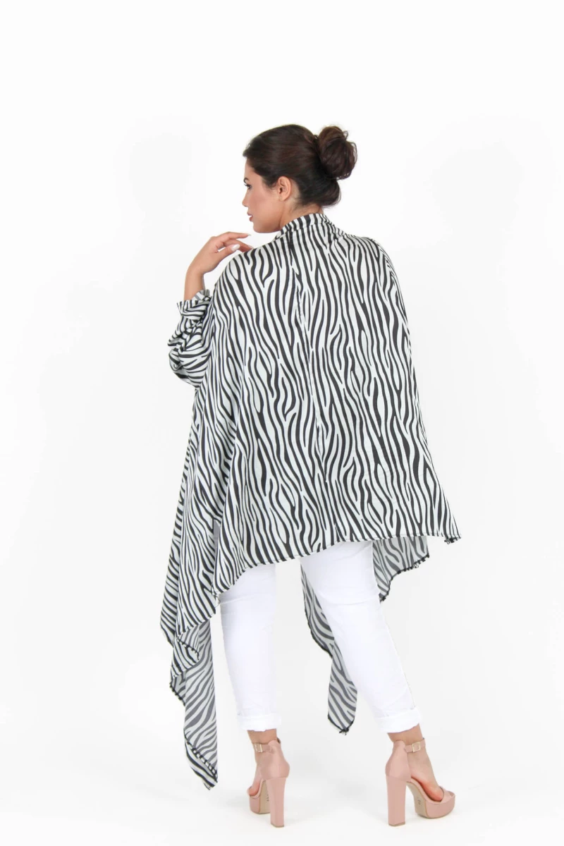 Satin Ασύμμετρη Τουνίκ Μύτες -TN567.ZEBRA