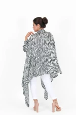 Satin Ασύμμετρη Τουνίκ Μύτες -TN567.ZEBRA