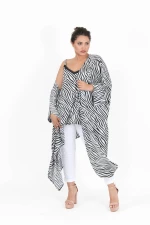Satin Ασύμμετρη Τουνίκ Μύτες -TN567.ZEBRA
