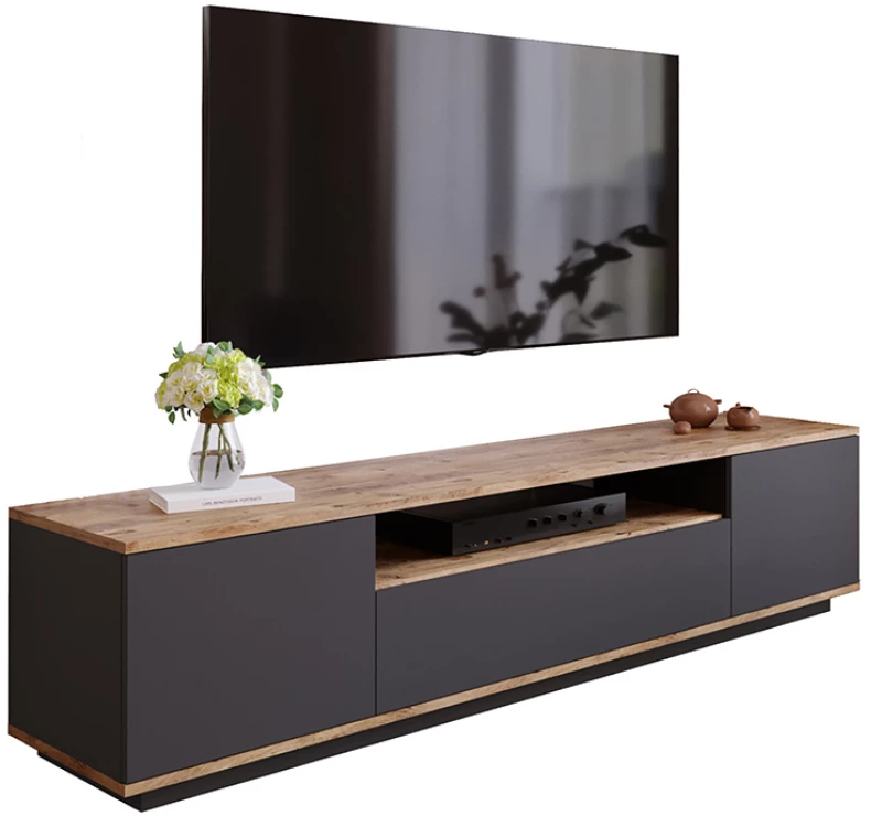 Έπιπλο τηλεόρασης Soren pakoworld sonoma-ανθρακί 180x.44.5x44.6εκ