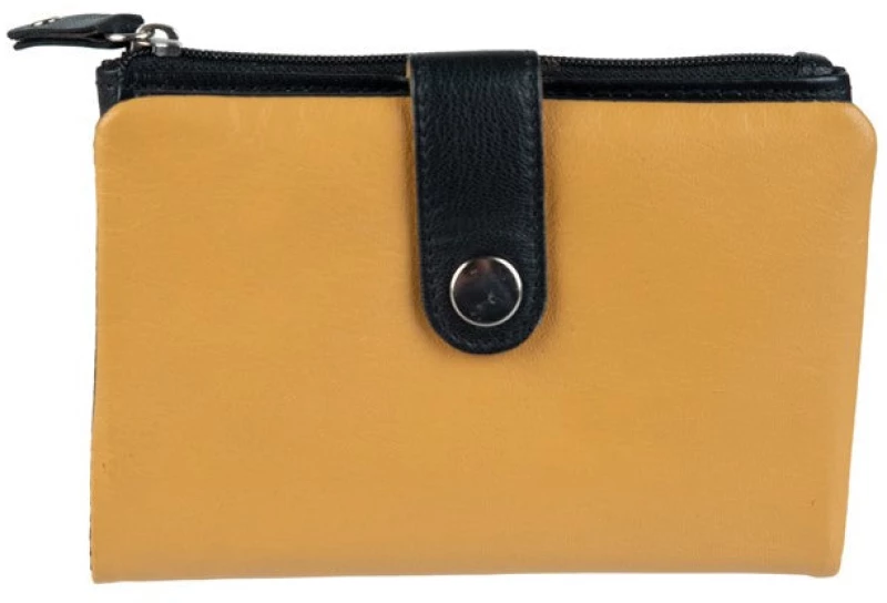 Γυναικείο Δερμάτινο Πορτοφόλι GN 3-3770 Black- Yellow
