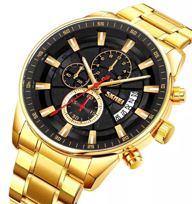 SK9285 Ανδρικό Ρολόι Skmei Μπρασελέ Gold Black