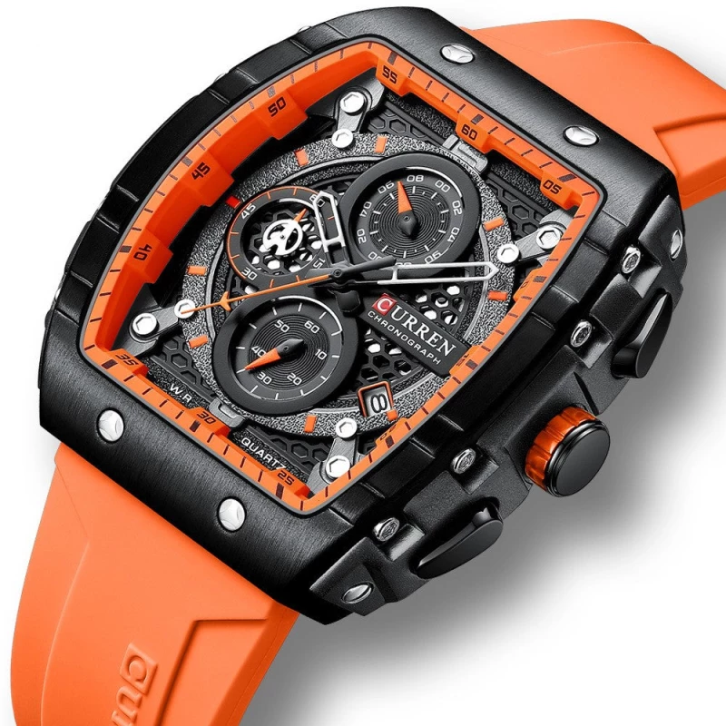 Curren RD-190 Orange Ρολόι με Μαύρο Καντράν και Πορτοκαλί Λουράκι
