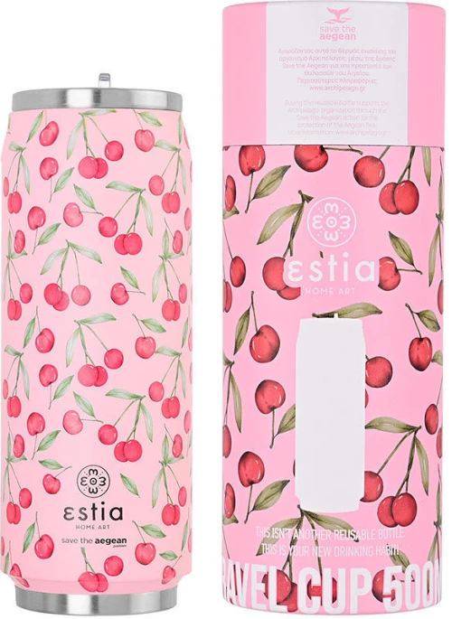 Θερμός Travel Cup 500ml Save the Aegean Cherry Rose Estia Home Art  01-16791