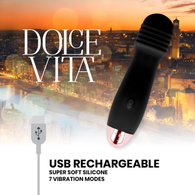 ΔΟΝΗΤΗΣ DOLCE VITA RECHARGEABLE VIBRATOR THREE BLACK 7 SPEED