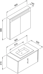 Πάγκος INTENSE Λευκό MDF 18mm Λάκα 80 3SINT080ABSWM 80x52.5x41.5cm