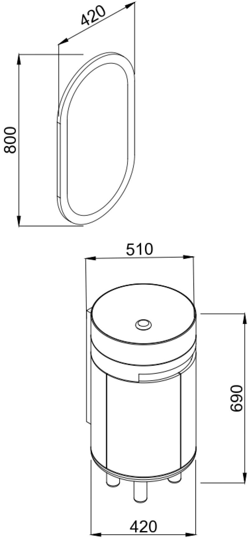 Πάγκος MASAL Λευκό MDF 18mm Λάκα 42 S3BMAS042WH 42x51x69cm