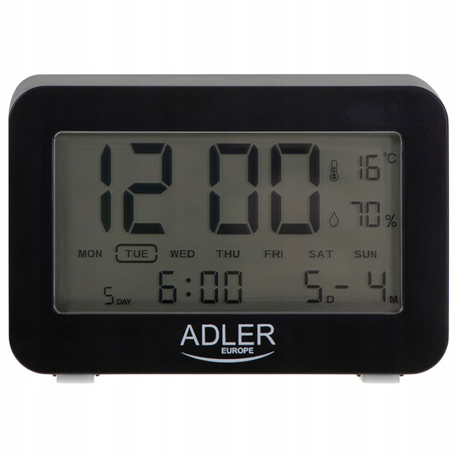 Ψηφιακό Επιτραπέζιο Ρολόι με Ξυπνητήρι Χρώματος Μαύρο Adler AD-1196B