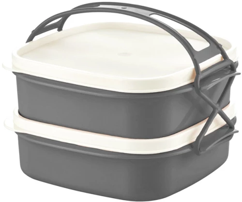 Πλαστικό Φαγητοδοχείο - Lunch Box 2 Επιπέδων 21.5 x 19.5 x 15.3 cm Herzberg HG-L795