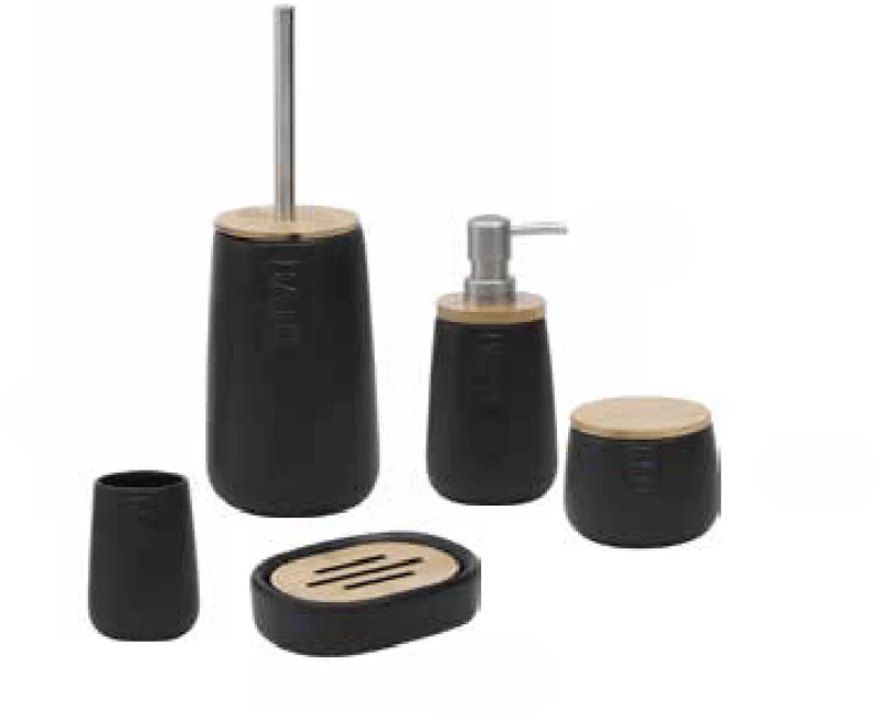 Σέτ μπάνιου bamboo bath  5 τεμάχια μαύρο. (Σέτ με το 6229-6228-6230-6232)