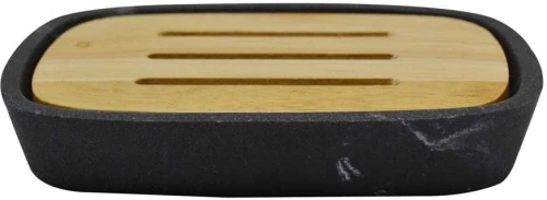 ΣΑΠΟΥΝΟΘΗΚΗ ΠΟΛΥΕΣΤΕΡΙΚΗ ΜΑΥΡΟ ΜΑΡΜΑΡΟ ΜΕ ΞΥΛΟ ΜΠΑΜΠΟΥ 11,3x7,3x2εκ.ANKOR