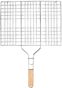ESTIA ΣΧΑΡΑ ΨΗΣΙΜΑΤΟΣ BARBECUE ΜΕΤΑΛΛΙΚΗ 60x40cm ΜΕ ΞΥΛΙΝΗ ΛΑΒΗ