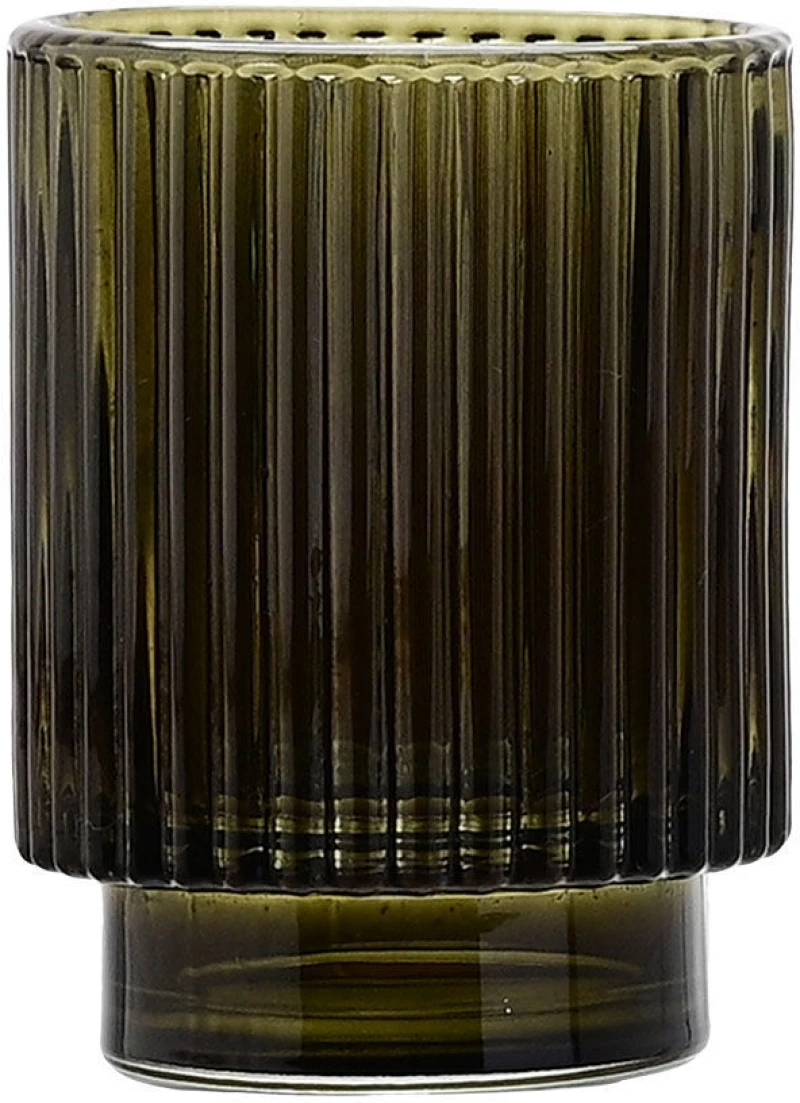 ESTIA ΠΟΤΗΡΑΚΙ ΜΠΑΝΙΟΥ OLIVE SERIES ΓΥΑΛΙΝΟ 7.5x7.5x9.7cm ΛΑΔΙ