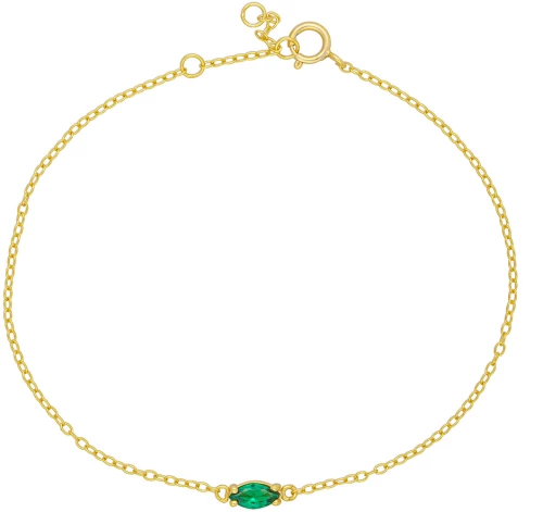 βραχιόλι επιχρυσωμένο ασήμι 925, με μονόπετρο με πράσινο  ζιργκόν  από την Excite Fashion Jewellery. B-4-G-69