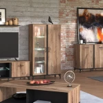 Βιτρίνα Corsica 2K Vs1 Flagstaff Oak-Μαυρο 84,5x35x153Εκ