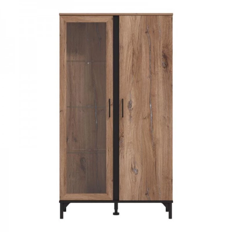 Βιτρίνα Corsica 2K Vs1 Flagstaff Oak-Μαυρο 84,5x35x153Εκ