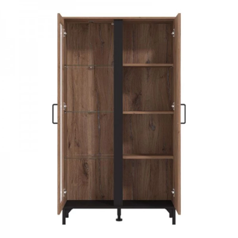 Βιτρίνα Corsica 2K Vs1 Flagstaff Oak-Μαυρο 84,5x35x153Εκ