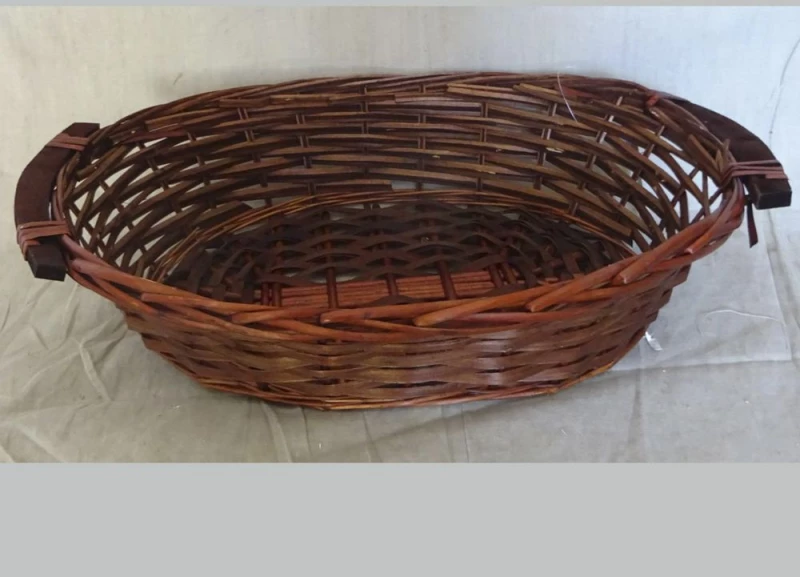 Πανέρι Καφέ Με Ξύλινα Xέρια 38x28x10Eκ