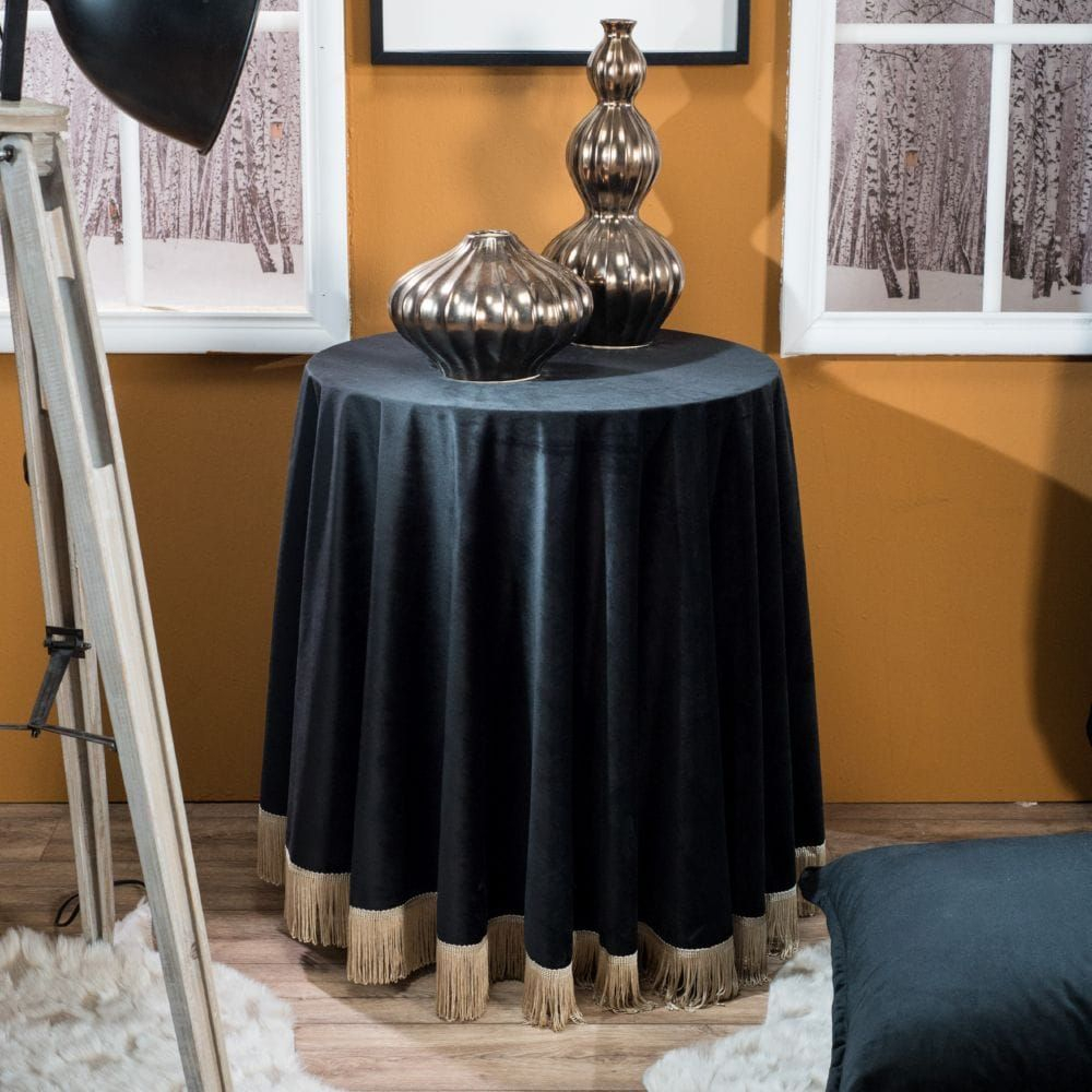 Ροτόντα Με Κρόσσι Velvet 06 Black Teoran Διάμετρος 180cm Acrylic