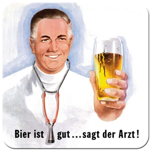 Σουβέρ Beer & Liquor Bier ist gut... sagt der Arzt 46131 Μεταλλικό 9x9cm White Nostalgic Μέταλλο