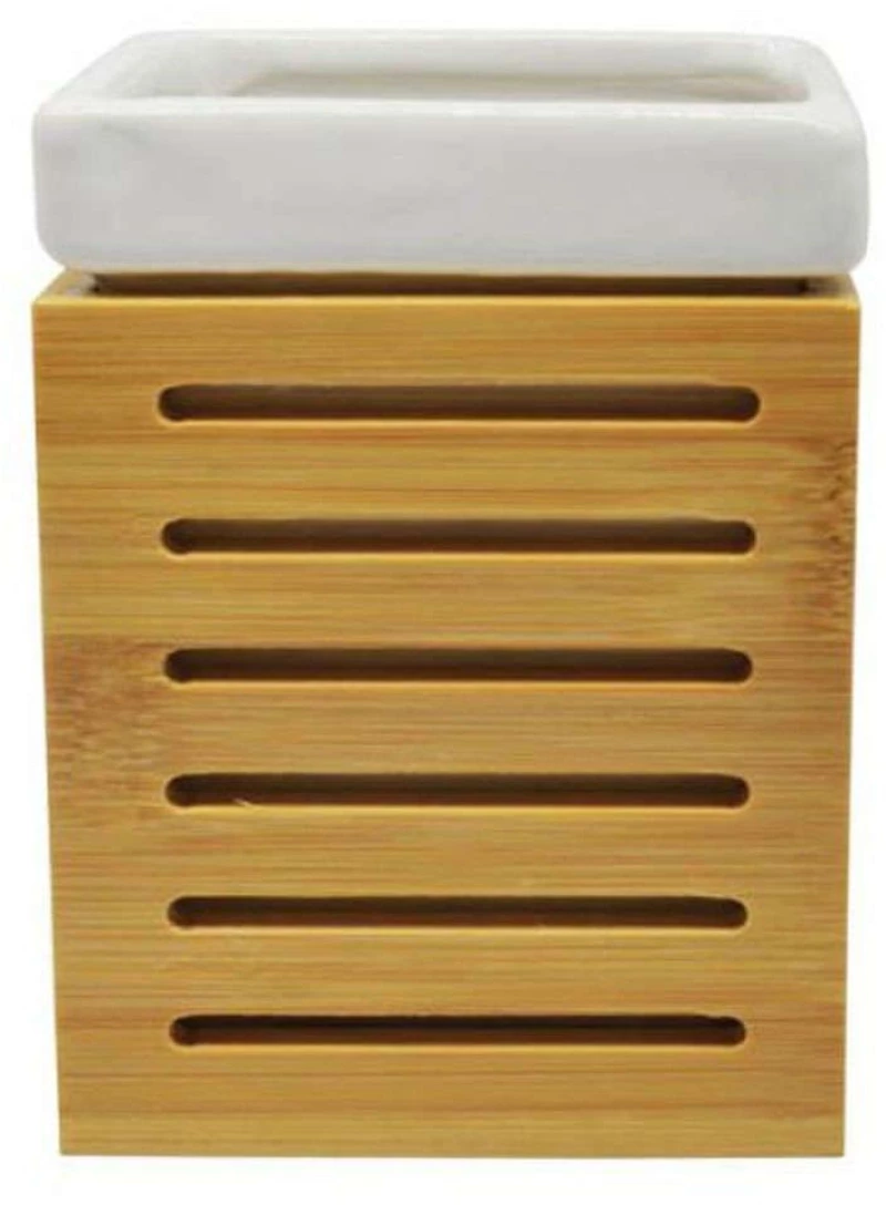 Ποτηροθήκη 815272 8,5x6,7x11,3cm Natural-White Ankor Bamboo,Κεραμικό
