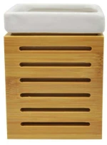Ποτηροθήκη 815272 8,5x6,7x11,3cm Natural-White Ankor Bamboo,Κεραμικό