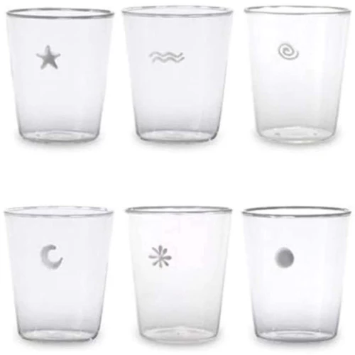 Ποτήρι Symbols (Σετ 6Τμχ) SY00199 400ml Clear-Silver Zafferano Γυαλί