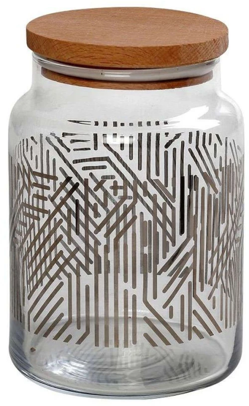 Βάζο Αποθήκευσης Με Καπάκι Labyrinth RAB660 890ml Φ10x14,5cm Silver Espiel Γυαλί