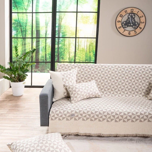 Ριχτάρι Columbia 01 Ecru Teoran Τριθέσιο 180x300cm Ακρυλ,Βαμβ,Polyest