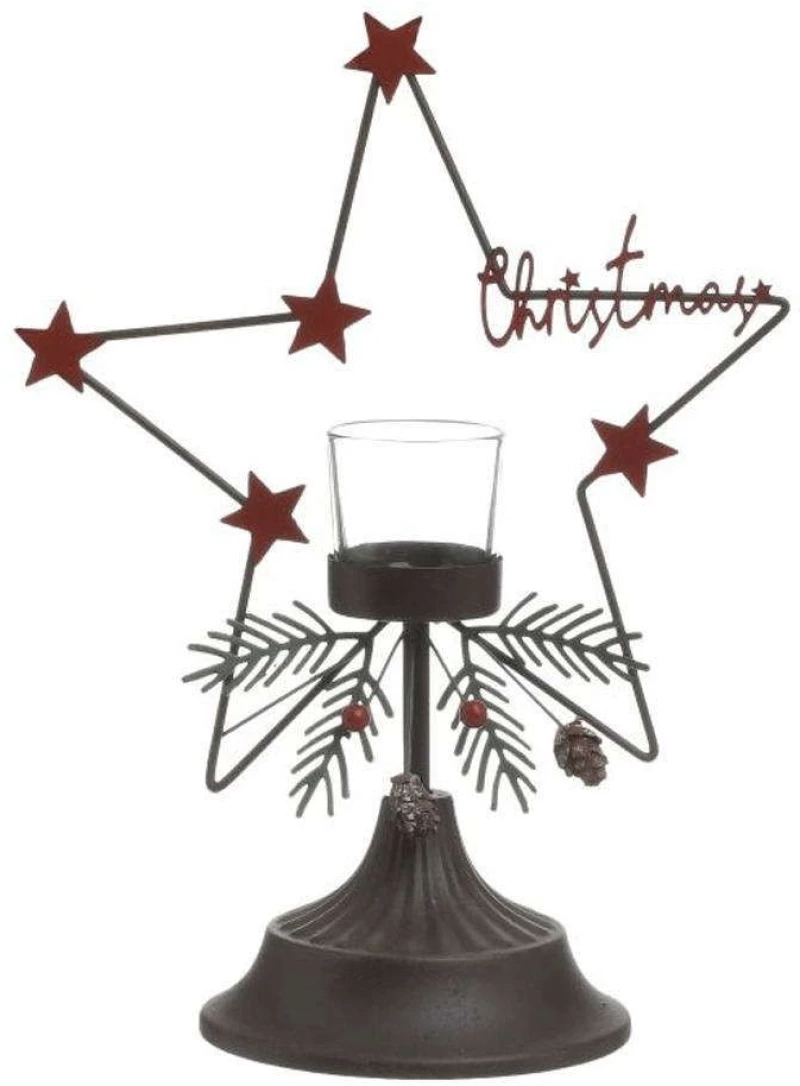 Κηροπήγιο Αστέρι 2-70-822-0097 23x13x30cm Black-Red Inart
