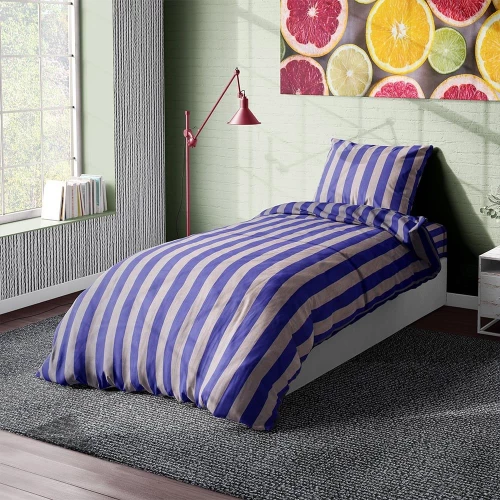 Σεντόνια Stripes 157 (Σετ 2τμχ) Purple-Grey DimCol Μονό 160x240cm 100% Βαμβάκι