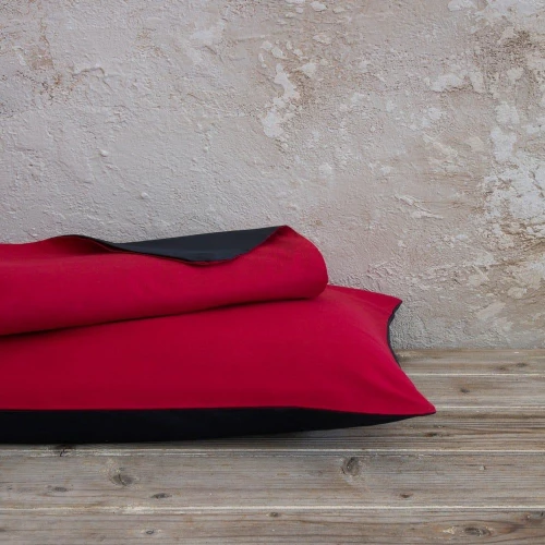 Παπλωματοθήκη Abalone (Σετ 2τμχ) Ruby Red - Black Nima Μονό 160x240cm Microfiber