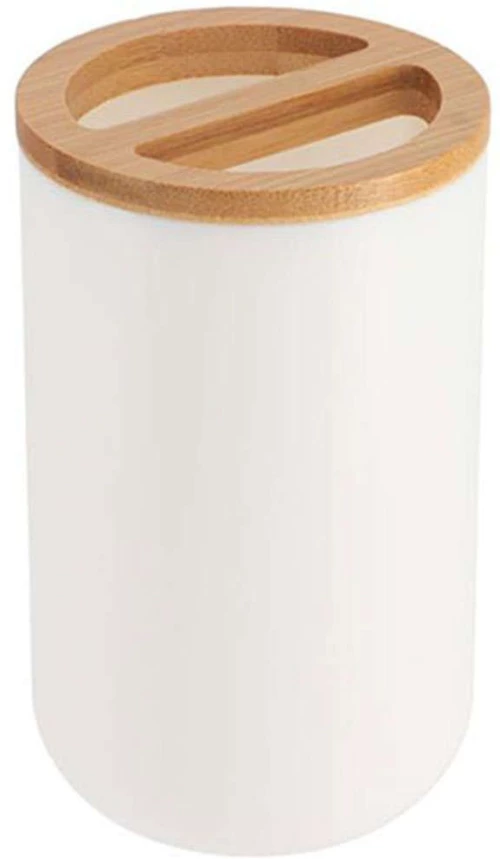 Ποτήρι Μπάνιου Με Χωρίσματα Bamboo 06.6374210 White-Natural Πλαστικό