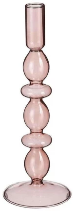 Κηροπήγιο Γυάλινο 02.1121709 9x27cm Pink Γυαλί
