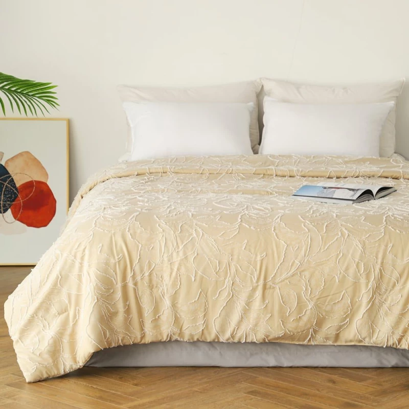 Κουβερλί Kira Beige Melinen Υπέρδιπλο 220x240cm Πολυέστερ