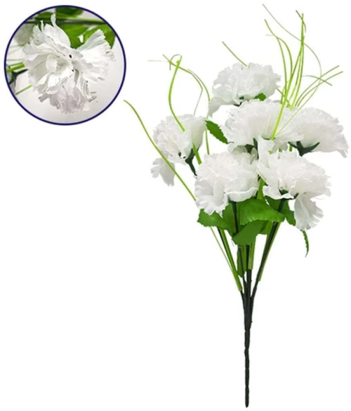 Διακοσμητικό Μπουκέτο Γαρύφαλλα 09074 20x20x35cm Green-White GloboStar Πλαστικό