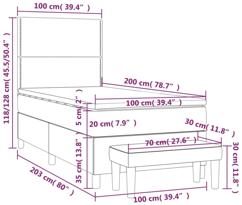 ΚΡΕΒΑΤΙ BOXSPRING ΜΕ ΣΤΡΩΜΑ ΑΝΟΙΧΤΟ ΓΚΡΙ 100X200 ΕΚ. ΥΦΑΣΜΑΤΙΝΟ 3137053