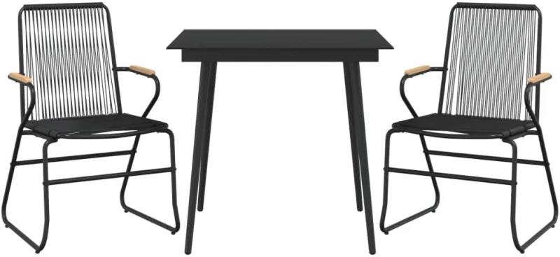 ΣΕΤ ΤΡΑΠΕΖΑΡΙΑΣ ΚΗΠΟΥ 3 ΤΕΜΑΧΙΩΝ ΜΑΥΡΟ ΑΠΟ ΡΑΤΑΝ PVC 3060267