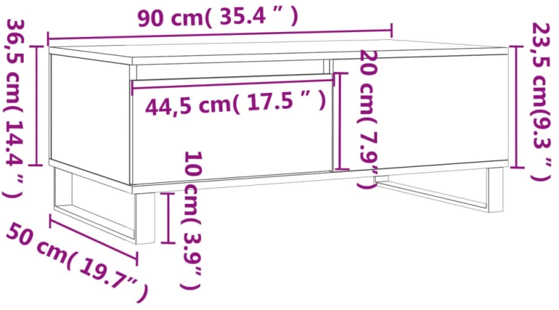 ΤΡΑΠΕΖΑΚΙ ΣΑΛΟΝΙΟΥ ΛΕΥΚΟ 90 X 50 X 36,5 ΕΚ. ΕΠΕΞΕΡΓΑΣΜΕΝΟ ΞΥΛΟ 830812