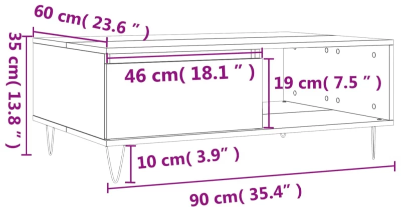 ΤΡΑΠΕΖΑΚΙ ΣΑΛΟΝΙΟΥ ΛΕΥΚΟ 90 X 60 X 35 ΕΚ. ΕΠΕΞΕΡΓΑΣΜΕΝΟ ΞΥΛΟ 827060